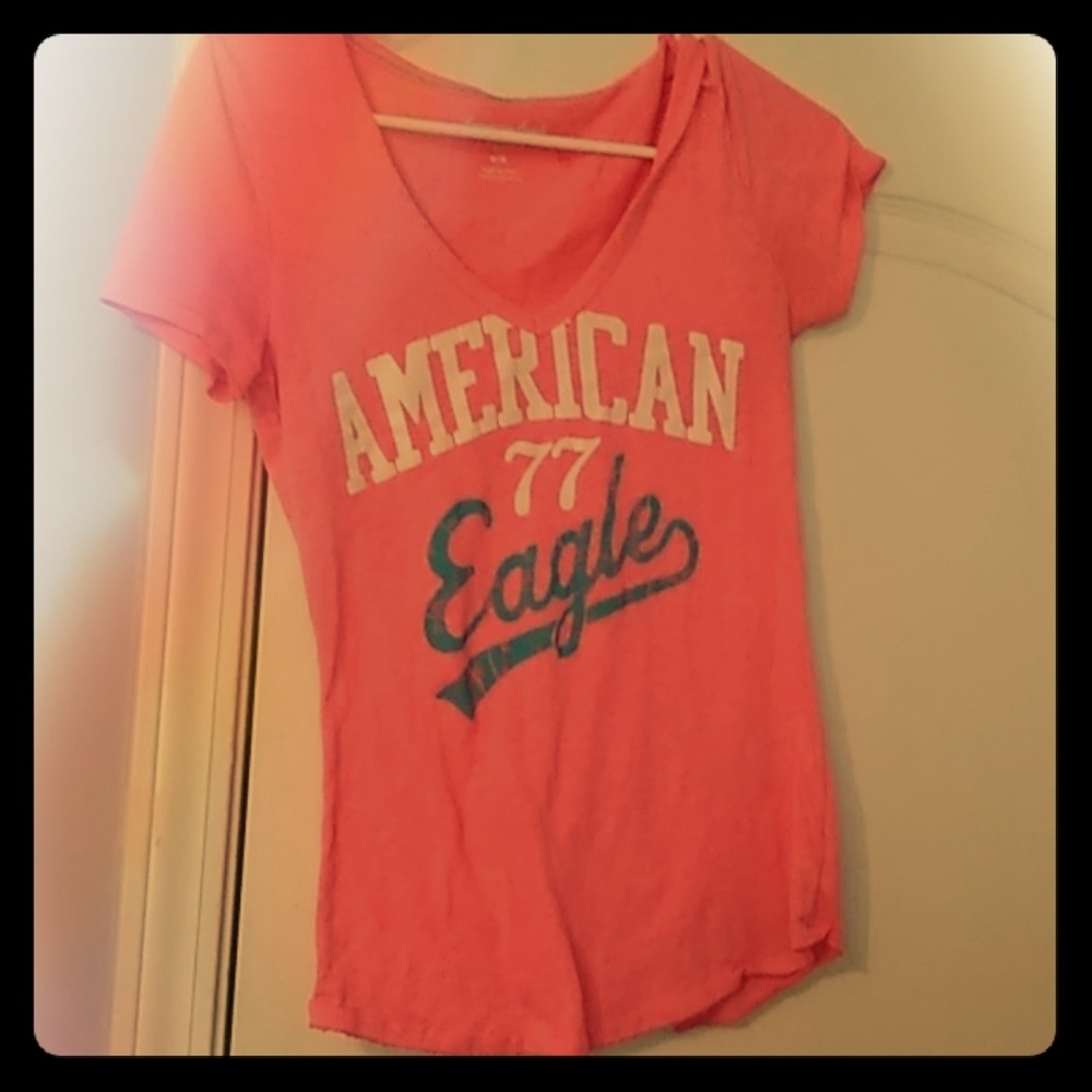 Neon pink American eagle 77 t-shirt